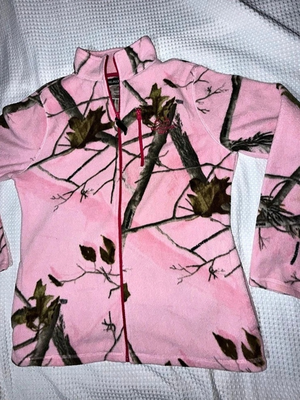 Realtree AP Pink Camo Full Zip Fleece Jacket Girls Large